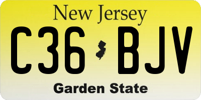 NJ license plate C36BJV