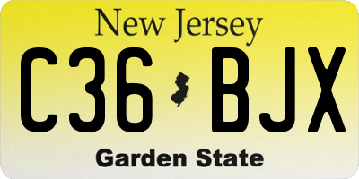 NJ license plate C36BJX
