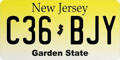 NJ license plate C36BJY