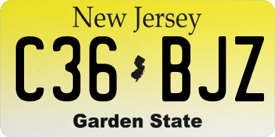 NJ license plate C36BJZ