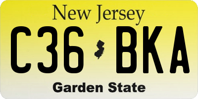 NJ license plate C36BKA