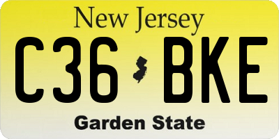 NJ license plate C36BKE