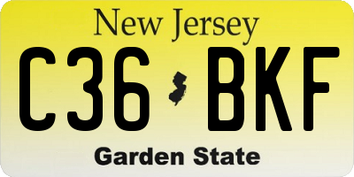 NJ license plate C36BKF