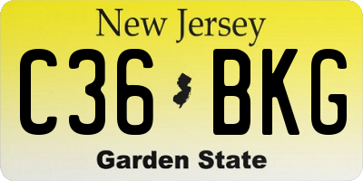 NJ license plate C36BKG