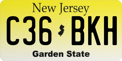 NJ license plate C36BKH