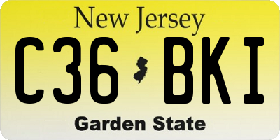 NJ license plate C36BKI