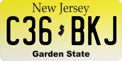 NJ license plate C36BKJ