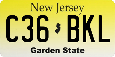 NJ license plate C36BKL