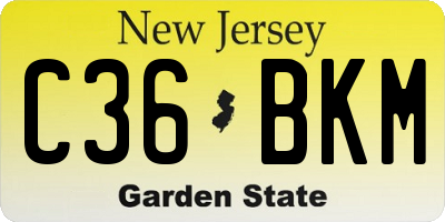 NJ license plate C36BKM