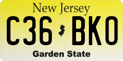 NJ license plate C36BKO