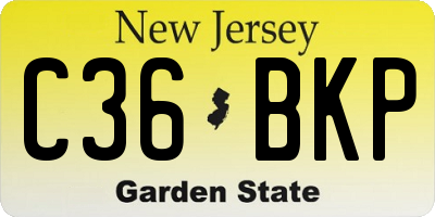 NJ license plate C36BKP