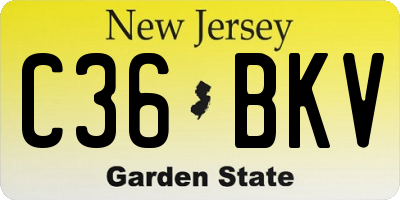 NJ license plate C36BKV