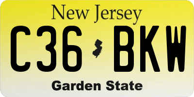 NJ license plate C36BKW