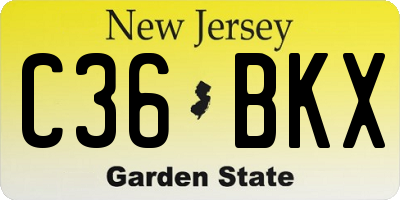 NJ license plate C36BKX