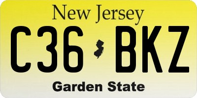NJ license plate C36BKZ