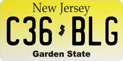 NJ license plate C36BLG