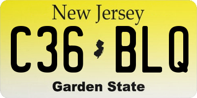 NJ license plate C36BLQ
