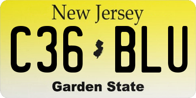 NJ license plate C36BLU