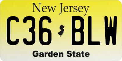 NJ license plate C36BLW