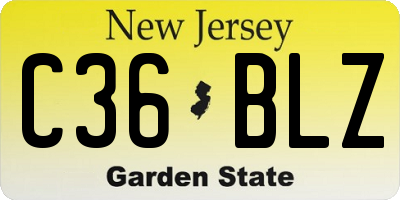 NJ license plate C36BLZ