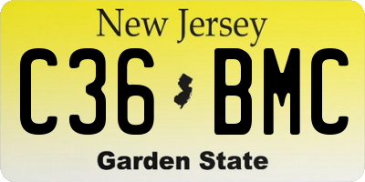 NJ license plate C36BMC