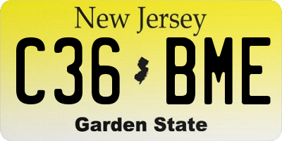 NJ license plate C36BME