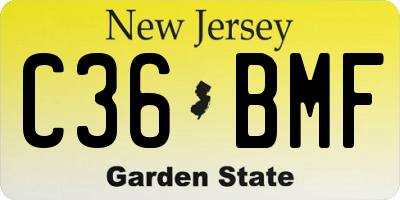 NJ license plate C36BMF