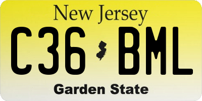 NJ license plate C36BML