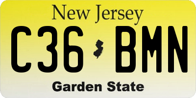 NJ license plate C36BMN