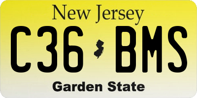 NJ license plate C36BMS