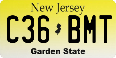 NJ license plate C36BMT
