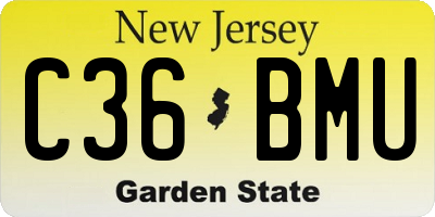 NJ license plate C36BMU
