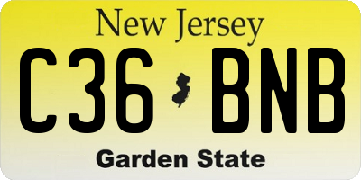 NJ license plate C36BNB