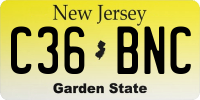NJ license plate C36BNC