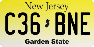 NJ license plate C36BNE