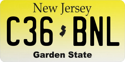 NJ license plate C36BNL