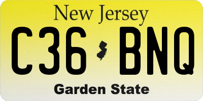 NJ license plate C36BNQ