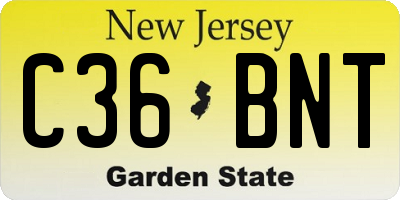 NJ license plate C36BNT