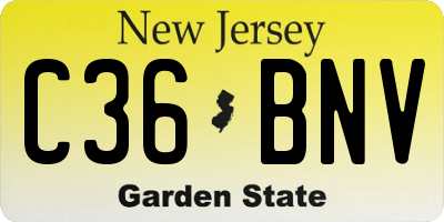 NJ license plate C36BNV