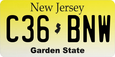 NJ license plate C36BNW