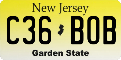 NJ license plate C36BOB