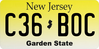 NJ license plate C36BOC