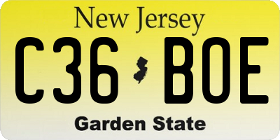 NJ license plate C36BOE