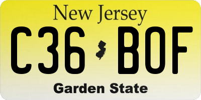 NJ license plate C36BOF