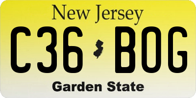NJ license plate C36BOG