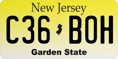 NJ license plate C36BOH