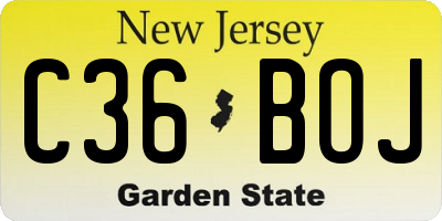 NJ license plate C36BOJ