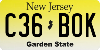 NJ license plate C36BOK