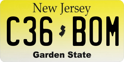 NJ license plate C36BOM