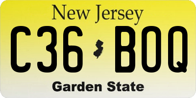 NJ license plate C36BOQ